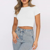 Summer Short Sleeve Y2K Top For Women Solid Slim Fitted Tee Shirt