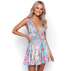 Women Y2k Print Knit Bodycon Dress Funky Halter Neck Sleeveless Strappy Cutout Backless Club Party Slip Mini Dress