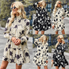 Long Sleeve Floral Short Patchwork Dress