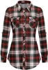 Women\'s Roll Up Long Sleeve Collared Button Down Plaid Shirt