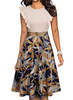 Women's Vintage Ruffle Floral Flared A Line Swing Casual Cocktail Party Dresses