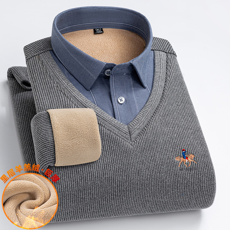 Men Knitted Wool Sweater Shirt