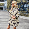 Long Sleeve Floral Short Patchwork Dress