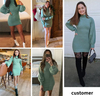 Women's Mock Neck Ribbed Long Sleeve Bodycon Pullover Cute Mini Sweater Dress